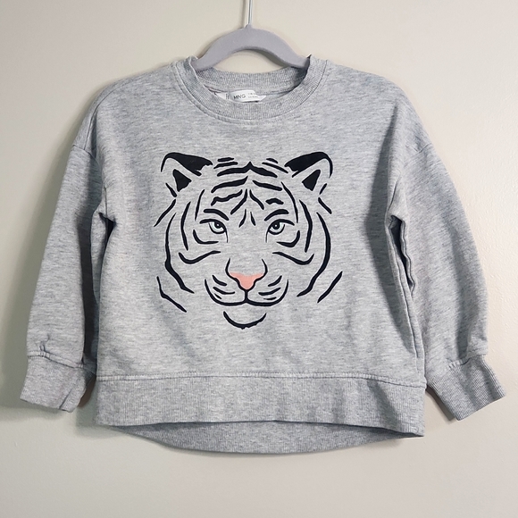 Mango Girls Tiger Sweatshirt, Size 5-6 (4) ~ EUC - Picture 1 of 7